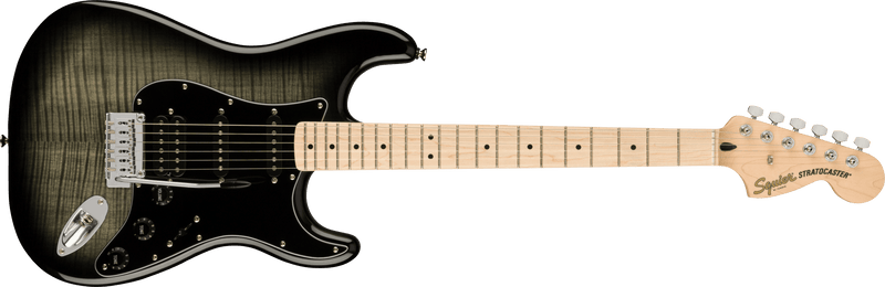 Squier Affinity Series Stratocaster Electric Guitar, FMT HSS, Black Burst