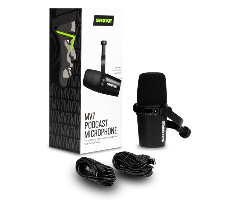 Shure MV7 USB Podcast Microphone, Black