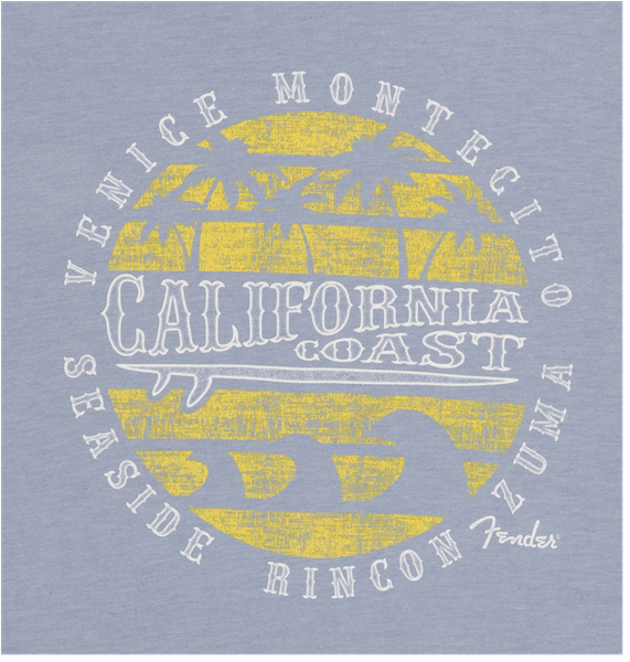 Fender Cali Coastal Yellow Waves Men's T-Shirt, XXL