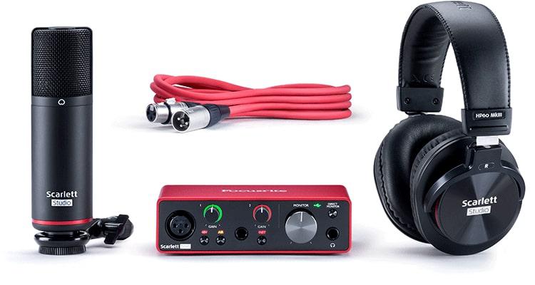 Focusrite 2-in / 2-out USB Audio Interface Recording Bundle W/ Condenser Microphone And Headphone