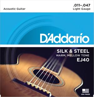 D'Addario EJ40 Silk and Steel Light Acoustic Guitar Strings
