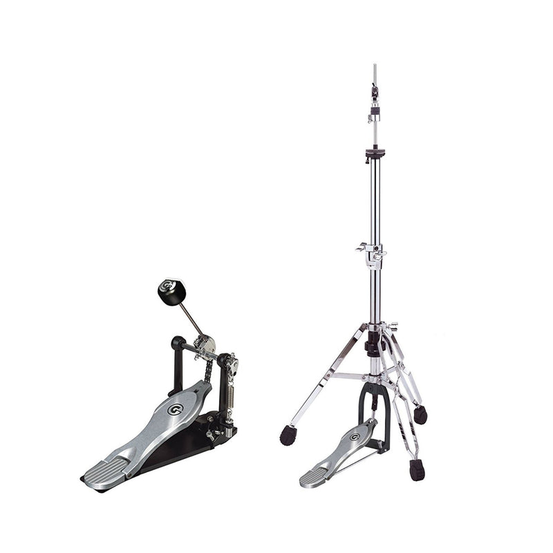 USED Gibraltar 6711S 6000 Series Double Chain Drive Bass Drum Pedal AND Gibraltar 6707 6000 Series Double Braced Hi Hat Stand (Set)