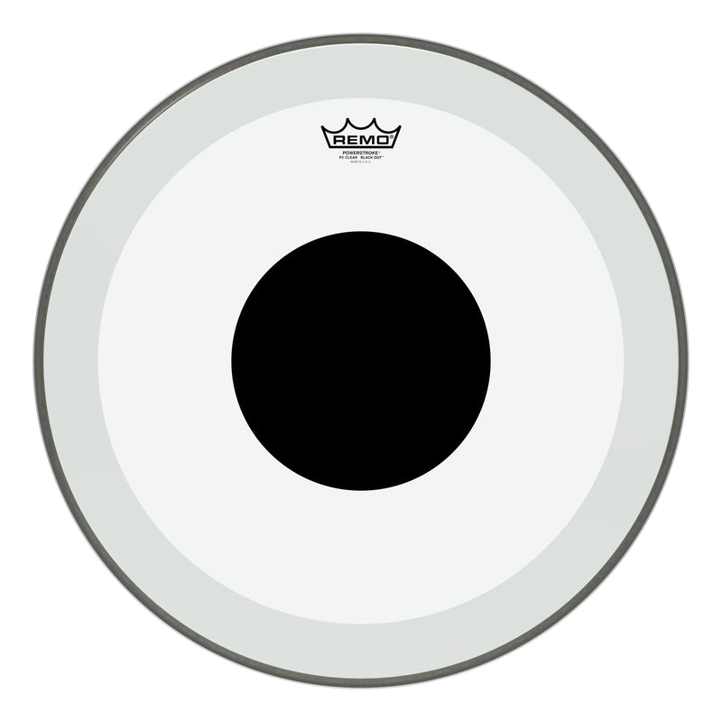 Remo Powerstroke P3 Clear Black Dot Drumhead - Top Black Dot, 20"
