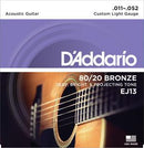 D'Addario EJ13 80/20 Bronze Custom Light Acoustic Guitar Strings