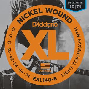 D'Addario EXL140-8 Nickel Wound, 8-String Electric Guitar Strings Light Top/Heavy Bottom