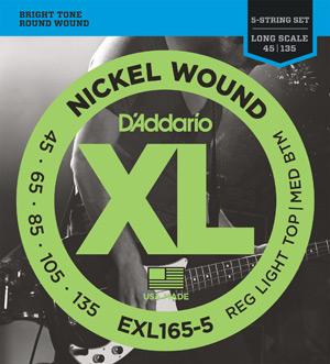 D'Addario XL165-5 Electric 5-String Bass Guitar Strings